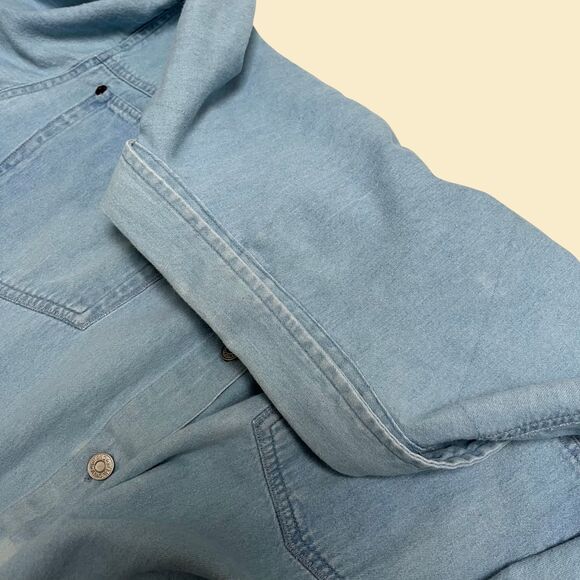 Vintage 90s chambray 24W shirt by Gitano, 1990s denim long sleeve button down - Picture 9 of 10